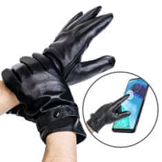 Rovicky Zateplené pánske rukavice z prírodnej kože s úpravou - M