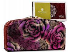 Peterson Veľká, priestranná peňaženka z prírodnej kože s kvetinovým vzorom