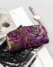 Peterson Veľká, priestranná peňaženka z prírodnej kože s kvetinovým vzorom