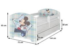 Babyboo Dětská postel 140 x 70cm Disney - Mickey Friends, bílá