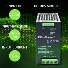 Qoltec DC UPS modul pre DIN lištu | 40A | 24V