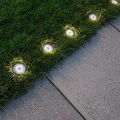 Netscroll Sada 4 solárnych LED svietidiel pre záhradu, chodník alebo terasu, elegantné záhradné osvetlenie, záhradné lampy na solárnu energiu, svetelný senzor, 6-10 hodín bieleho svetla,8 diód,SolarGardenLights