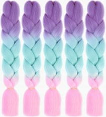 Korbi  Syntetické vlasy, copánky, fialovo-modro-ružové Ombre, WA16