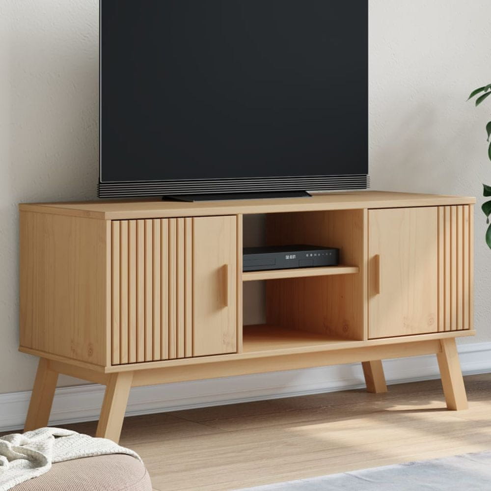 Vidaxl TV skrinka OLDEN, hnedá 114x43x57 cm, borovicový masív