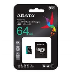 A-Data Pamäťová karta ADATA MicroSDXC 64GB AUSDX64GUI3V30SA2-RA1