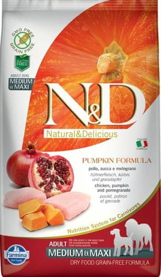 N&D PUMPKIN Dog GF Chicken & Granátové jablko Adult Medium & Maxi 2,5 kg
