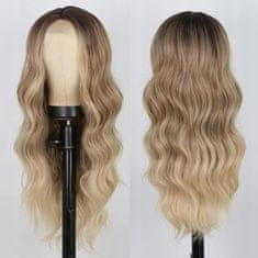 Korbi Parochňa Blond s dlhými vlnitými hnedými vlasmi dĺžky 60 cm - W64