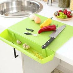 HOME & MARKER® Kuchynská doska na krájanie s odnímateľnou nádobou (zelená farba, 38 x 29 cm) | CHOPPINATA