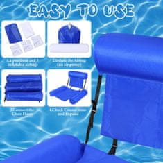 Netscroll Nafukovacie vodné kreslo, ideálne pre oddych vo vode, zatiaľ čo čítate alebo používate mobilný telefón. Poskytuje oporu hlave, ramenám a rukám, s pocitom úžasného plávania. CoolChair