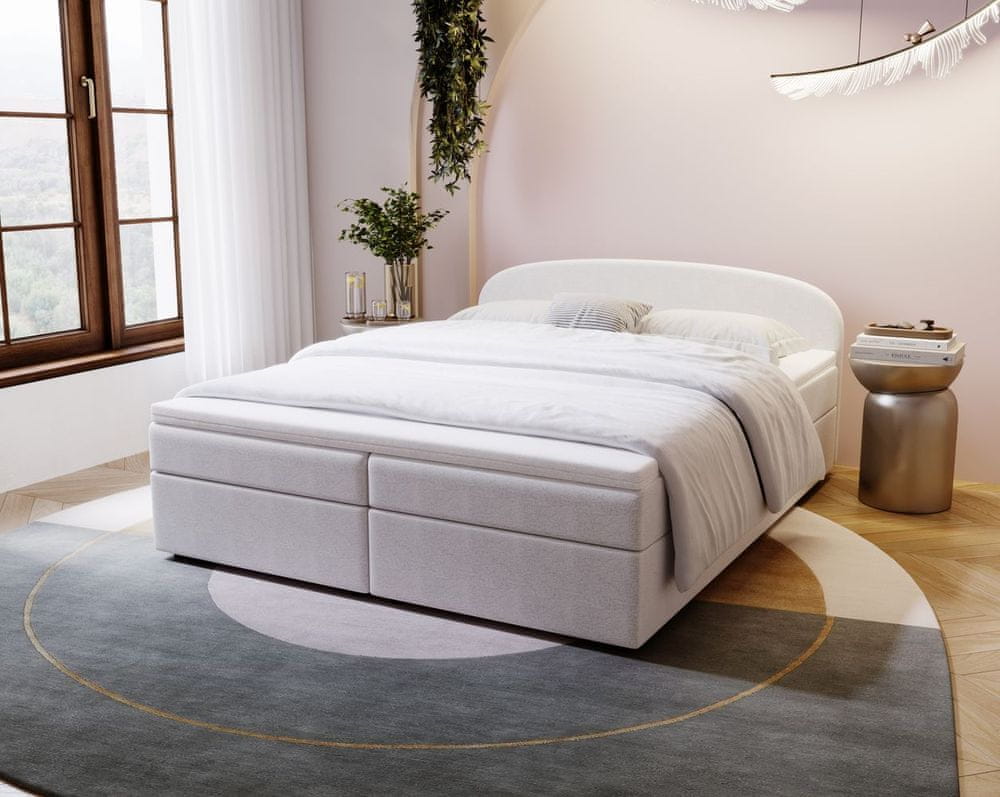 Veneti Čalúnená posteľ 140x200 KIRSTEN 2 s úložným priestorom - biela