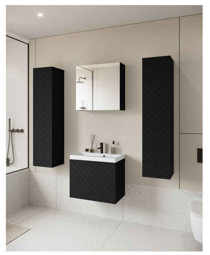 Veneti Kúpeľňový set so zrkadlom IZORIA XL 1 - čierny grafit + umývadlo ZDARMA