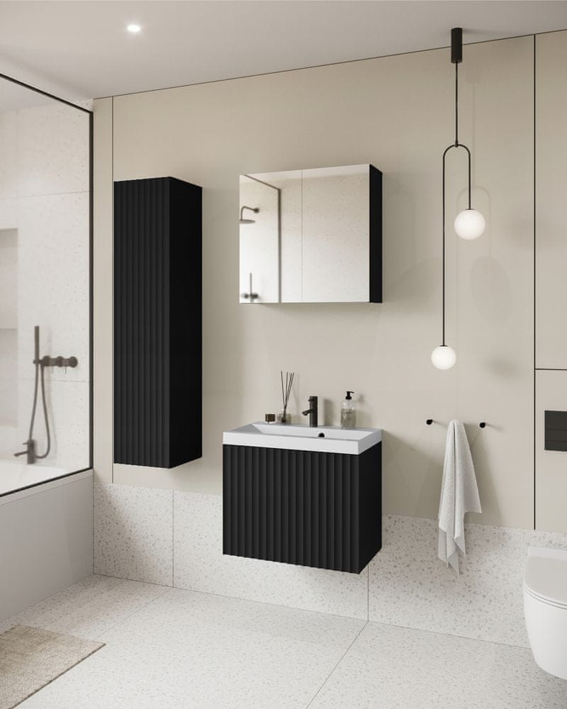 Veneti Kúpeľňová zostava so zrkadlom IZORIA 2 - čierny grafit + umývadlo ZDARMA