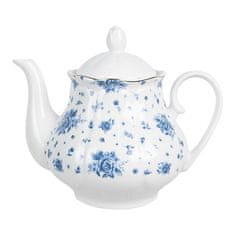Clayre & Eef porcelánová kanvička na čaj BLUE ROSE BLOOMING BRBTE 1l