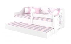 Babyboo Dětská postel s výsuvnou přistýlkou 160 x 80 cm - Baletka