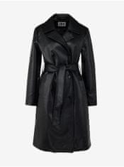 Jacqueline de Yong Čierny dámsky koženkový kabát JDY Vicos S