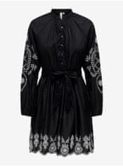 ONLY Čierne dámske košeľové šaty s výšivkou ONLY Flo XL