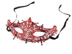 Karnevalová maska - škraboška metalická - červená