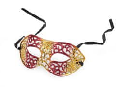 Karnevalová maska - škraboška metalická - červená zlatá