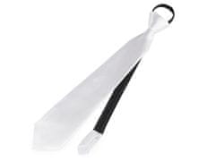 Saténová párty kravata jednofarebná - (31 cm) biela