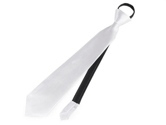 Saténová párty kravata jednofarebná - (31 cm) biela