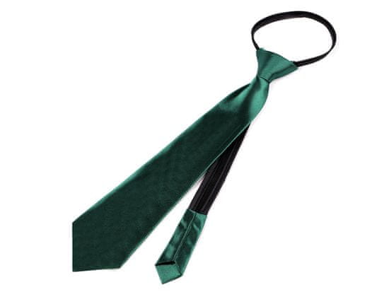 Saténová párty kravata jednofarebná - (31 cm) zelená jedľa