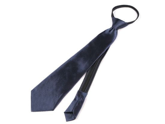 Saténová párty kravata jednofarebná - (31 cm) modrá tmavá