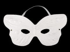 Karnevalová maska - škraboška na domaľovanie motýľ - biela