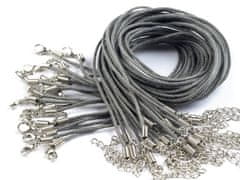 Voskovaná šnúrka s karabínkou dĺžka 45 cm - šedá perlová
