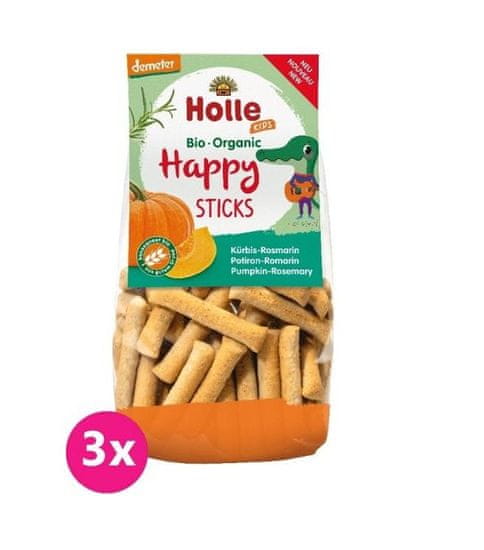 Holle 3x Detské Bio Happy tyčinky tekvica-rozmarín, 100 g (3+)