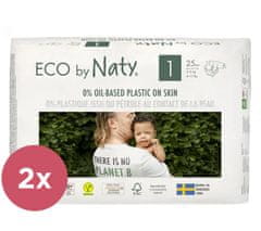 ECO by Naty 2x Plienky jednorazové 1 (2-5 kg) 25 ks