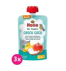 Holle 3x Croco Coco Bio ovocné pyré jablko, mango, kokos, 100 g (8 m+)