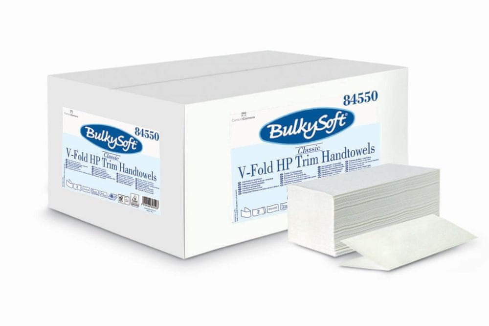 WEBHIDDENBRAND Skladané papierové uteráky BulkySoft - typ V, 2vrstvové, celulóza, 15x210 ks
