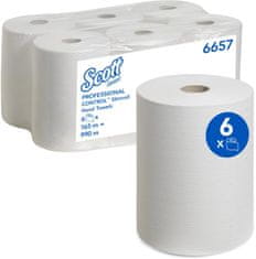 Papierové uteráky KC Scott v rolke, Slimroll, biele