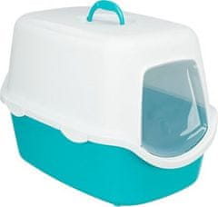 Trixie WC VICO kryté s dvířky, bez filtru 56 x 40 x 40 cm, tyrkysová/bílá