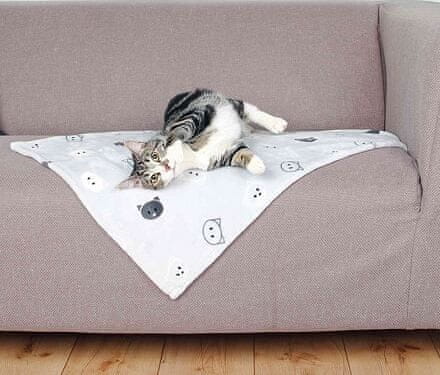 Trixie Plyšová deka MIMI 70 x 50 cm šedá s kočičími hlavami