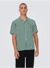 ONLY&SONS Bielo-zelená pánska pruhovaná košeľa s krátkym rukávom ONLY & SONS Wayne S