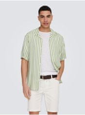 ONLY&SONS Bielo-zelená pánska pruhovaná košeľa s krátkym rukávom ONLY & SONS Wayne L