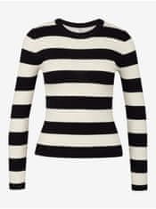 Jacqueline de Yong Krémovo-čierny dámsky pruhovaný sveter JDY Plum L