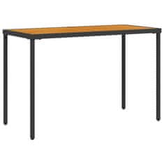 Vidaxl Záhradný stôl s akáciovou doskou čierny 115x54x74 cm polyratan
