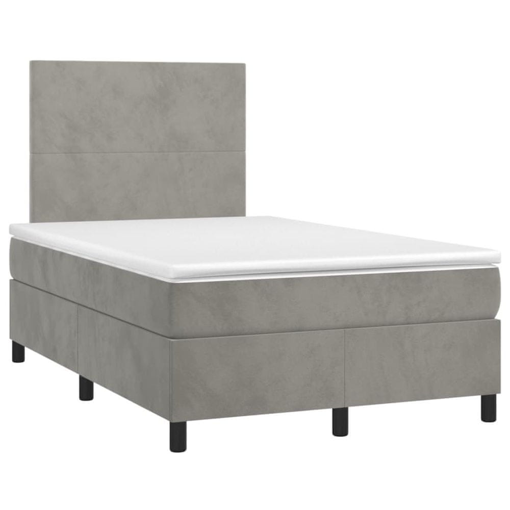 Vidaxl Boxspring posteľ s matracom bledosivá 120x190 cm zamat