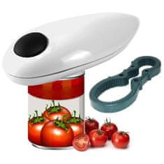HOME & MARKER® Automatický kuchynský otvárač konzerv + otvárač na fľaše (biela farba, 17 x 8 x 6 cm) | JARCAN