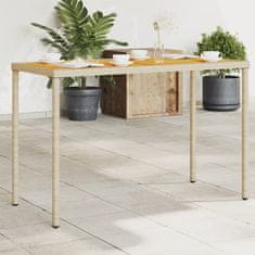 Vidaxl Záhradný stôl s akáciovou doskou béžový 115x54x74 cm polyratan
