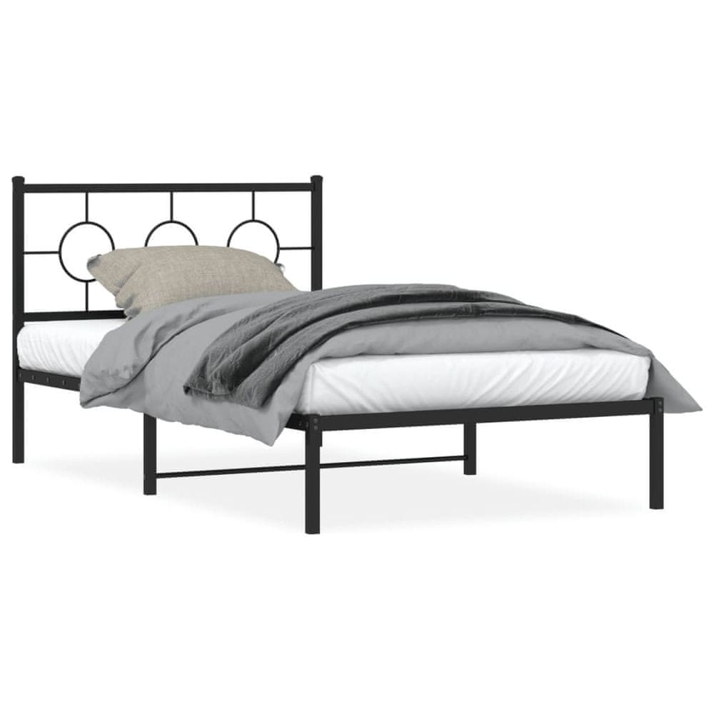 Petromila vidaXL Kovový rám postele s čelom čierny 107x203 cm