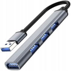 Northix 4-portový rozbočovač USB - hliník 
