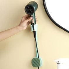 HOME & MARKER® Nástenný samolepiaci stojan na sušič vlasov bez použitia rúk (1 ks, zelená farba) | FENLUSK