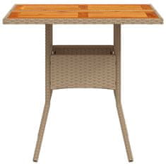 Petromila vidaXL Záhradný stôl béžový 80x80x75 cm polyratan akáciové drevo