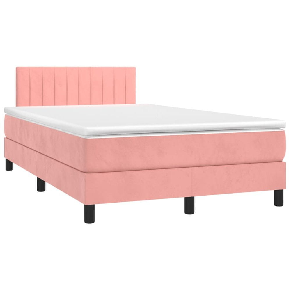 Petromila vidaXL Boxspring posteľ s matracom a LED, ružová 120x190 cm, zamat