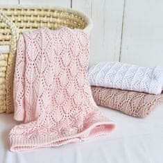 Baby Nellys Luxusná bavlnená háčkovaná deka, dečka LOVE, 75x95cm - svetlo ružová