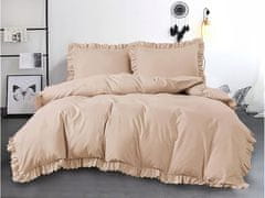 sarcia.eu Béžová posteľná súprava s volánom, posteľná bielizeň z bavlneného saténu 200x220cm