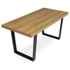 Autronic Moderní jídelní stůl Jídelní stůl, 160x8x760 cm, MDF deska, dýha dub, kovové nohy, černý lak (HT-514 OAK)